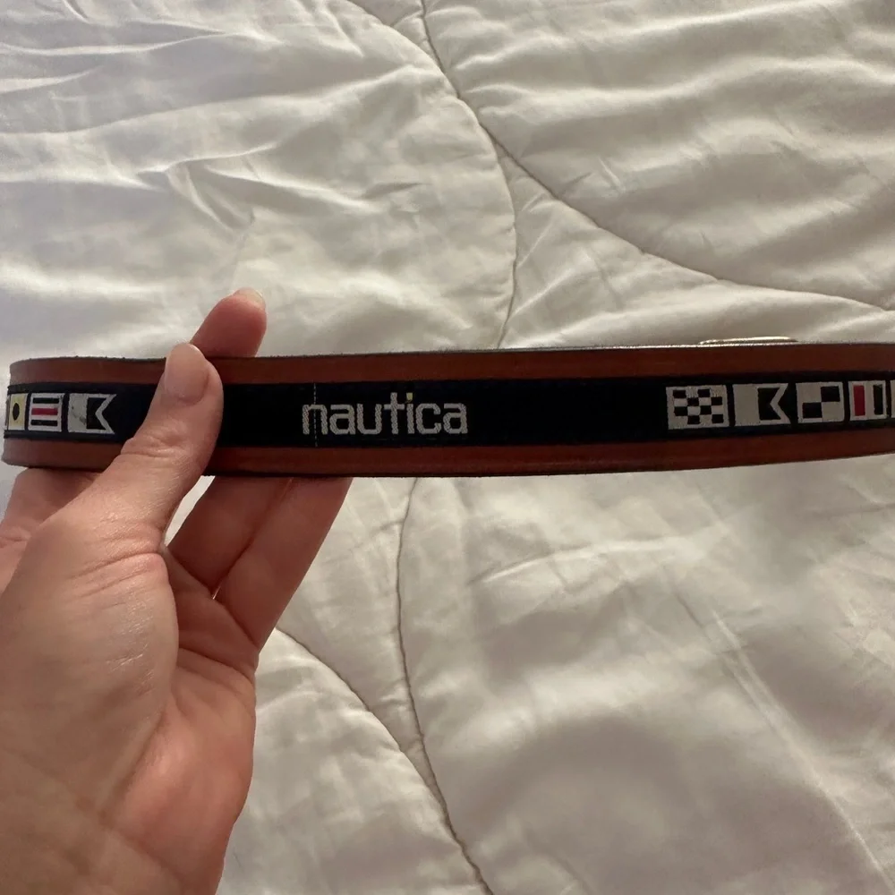 Nautica Leather Brown and Navy Belt